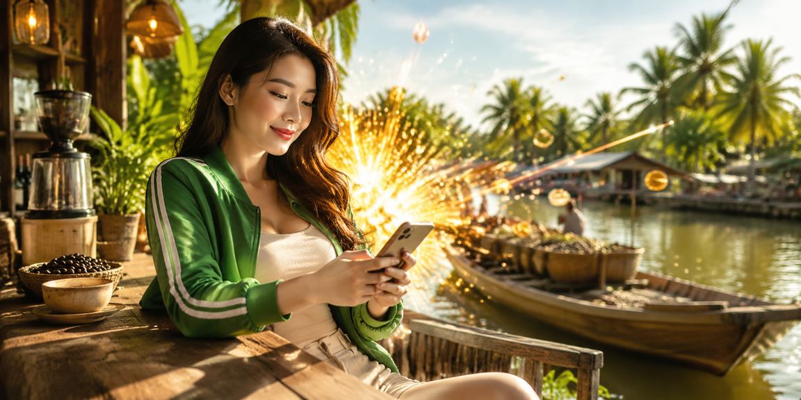 Người dùng vùng đồng bằng sông Cửu Long theo dõi sự kiện thể thao qua điện thoại bên ly cà phê