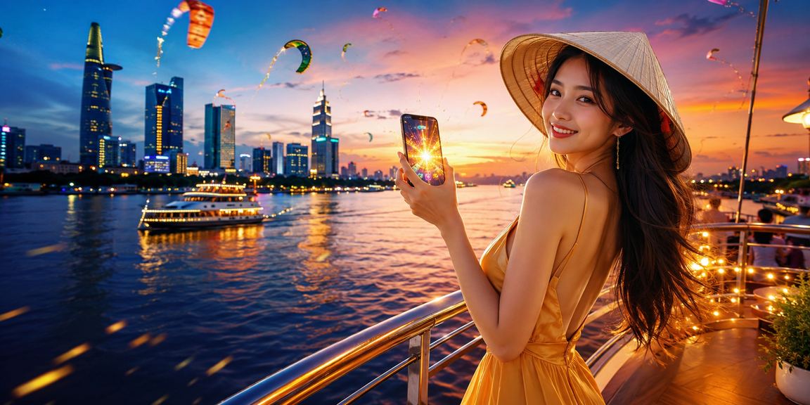 Người dùng tại Sài Gòn trải nghiệm casino di động với nón lá truyền thống Việt Nam